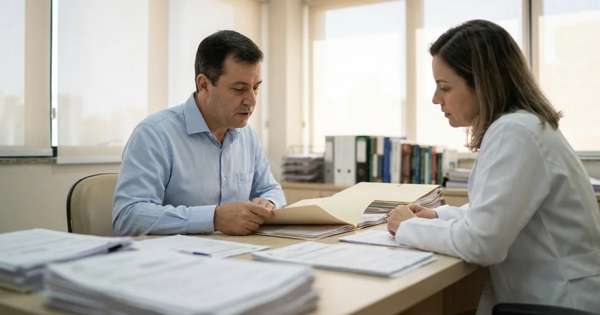 Médico e contador analisando o cronograma da reforma tributária 2027 para clínicas médicas